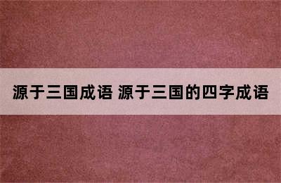 源于三国成语 源于三国的四字成语